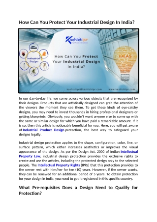 How Can You Protect Your Industrial Design In India?
