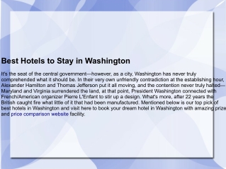 Best Hotels in Washington