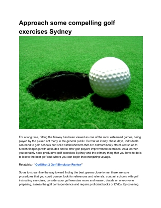 Approach some compelling golf exercises Sydney