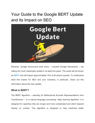Your Guide to the Google BERT Update and Its Impact on SEO