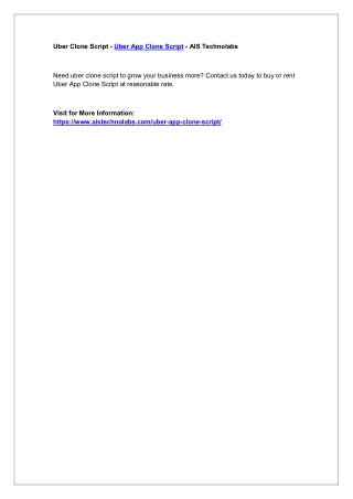 Uber Clone Script - Uber App Clone Script - AIS Technolabs