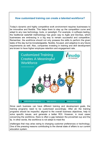 How customized training can create a talented workforce?