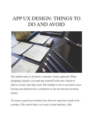 APP UX DESIGN: THINGS TO DO AND AVOID