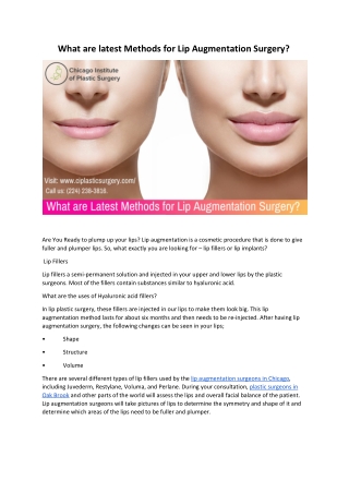 What are latest Methods for Lip Augmentation Surgery?