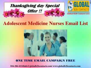 Adolescent Medicine Nurses Email List