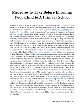 Measures To Take Before Enrolling Your Child To A Primary School