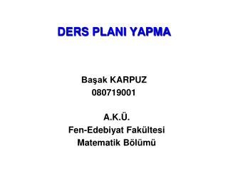 DERS PLANI YAPMA