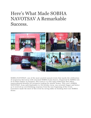 Heres What Made SOBHA NAVOTSAV A Remarkable Success