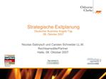 Strategische Exitplanung Deutscher Business Angels Tag 08. Oktober 2007