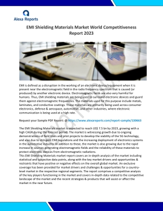 EMI Shielding Materials Market World Competitiveness Report 2023