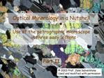 Optical Mineralogy in a Nutshell