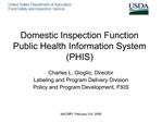 Domestic Inspection Function Public Health Information System PHIS