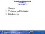 Themen Verfahren und Methoden G tekriterien