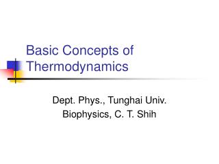 Basic Concepts of Thermodynamics