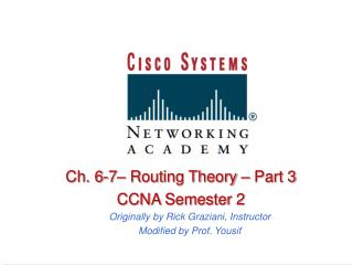 Ch. 6-7– Routing Theory – Part 3 CCNA Semester 2 Originally by Rick Graziani, Instructor Modified by Prof. Yousif