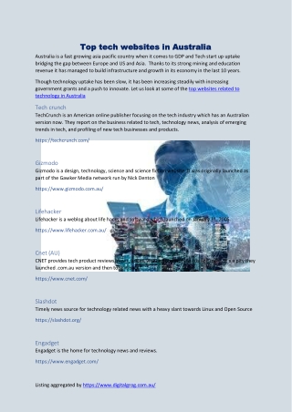 Top Technology websites and blogs in Australia
