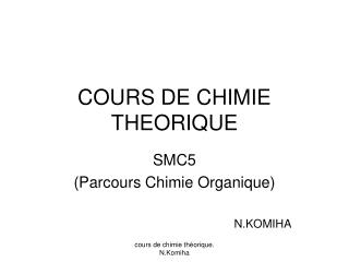 COURS DE CHIMIE THEORIQUE