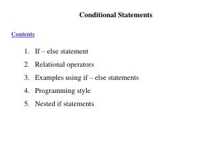 Conditional Statements