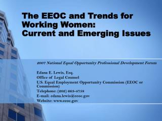 The EEOC and Trends for Working Women: Current and Emerging Issues
