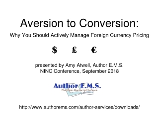 presented by Amy Atwell, Author E.M.S. NINC Conference, September 2018