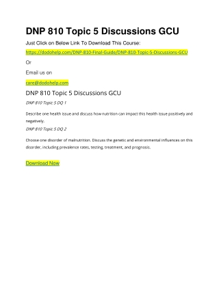 DNP 810 Topic 5 Discussions GCU