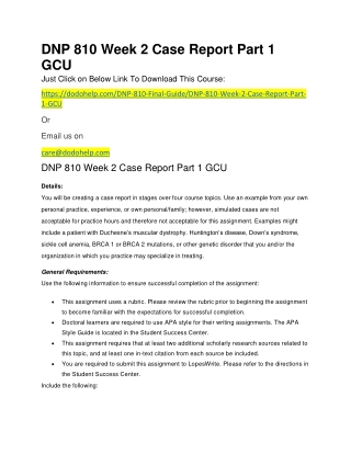 DNP 810 Week 2 Case Report Part 1 GCU