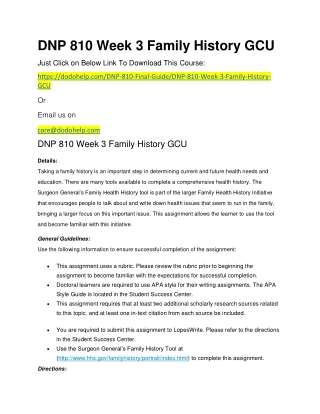 DNP 810 Week 3 Family History GCU