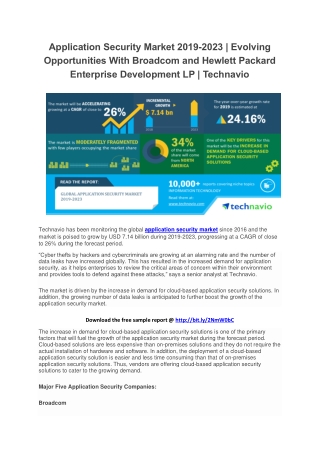 Application Security Market 2019-2023 | Evolving Opportunities With Broadcom and Hewlett Packard Enterprise Development