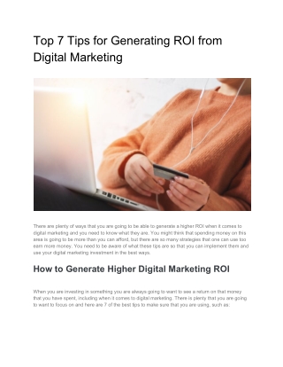 Top 7 Tips for Generating ROI from Digital Marketing