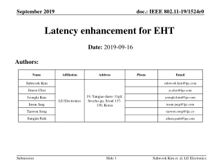 Latency enhancement for EHT