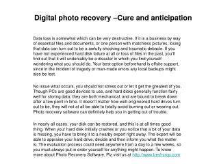 Digital photo recovery ???Cure and anticipation