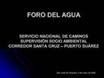 FORO DEL AGUA SERVICIO NACIONAL DE CAMINOS SUPERVISI N SOCIO AMBIENTAL CORREDOR SANTA CRUZ PUERTO SU REZ