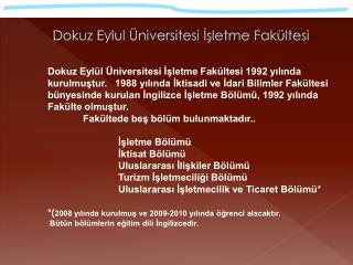 Dokuz Eylul Üniversitesi İşletme Fakültesi