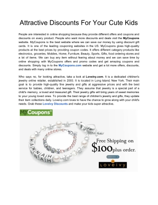 Attractive Discounts For Your Cute Kids