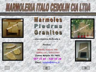 MIGUEL SOCIAS 165 CERRILLOS – SANTIAGO (Camino Melipilla Alt.7800) 557 15 69 – 538 25 28 Email: cedolin @terra.cl