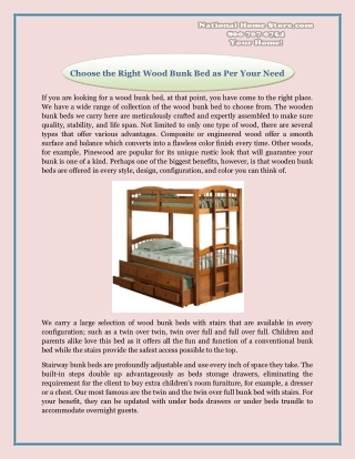 Choose the Right Wood Bunk Bed as Per Your Need