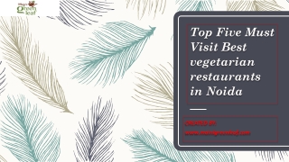 Top Five Must Visit Best vegetarian restaurants in Noida