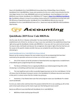 Intuit QuickBooks Error Code 80029c4a Issues Solved