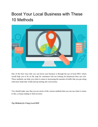 Boost Your Local Business with These 10 Methods