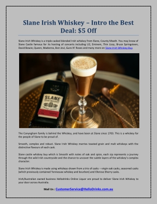 Now Available Slane Irish Whiskey On Best Deal | HelloDrinks