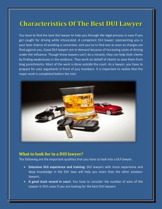 Characteristics Of The Best DUI Lawyer