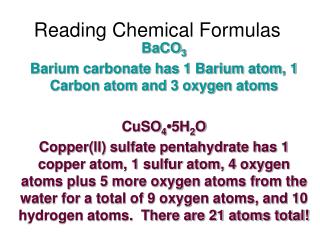 Reading Chemical Formulas