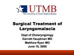 Surgical Treatment of Laryngomalacia