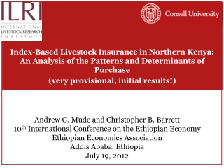 Andrew G. Mude and Christopher B. Barrett 10 th International Conference on the Ethiopian Economy