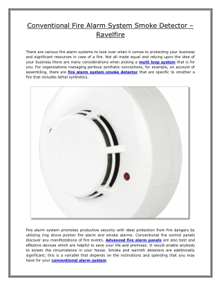 Conventional Fire Alarm System Smoke Detector – Ravelfire
