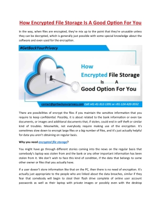 How Encrypted File Storage Is A Good Option For You