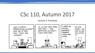 CSc 110, Autumn 2017