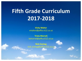 Fifth Grade Curriculum 2017-2018