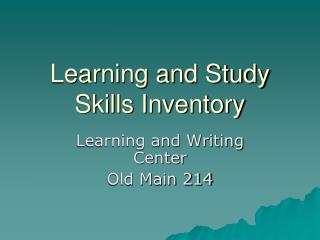 Learning and Study Skills Inventory