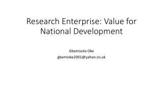 Research Enterprise: Value for National Development